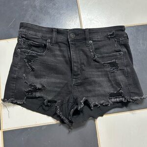 American Eagle Outfitters Black Jean Shorts Distressed Style